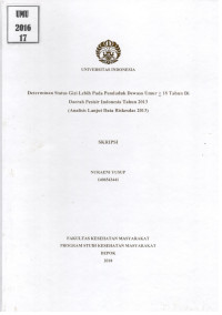 Image of Determinan Status Gizi Lebih pada Penduduk Dewasa Umur ≥ 18 Tahun di Daerah Pesisir Indonesia Tahun 2013 (Analisis Lanjut Data Riskesdas 2013)