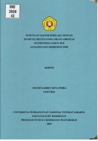 Image of Hubungan Faktor Perilaku dengan Diabetes Melitus pada Orang Obesitas di Indonesia Tahun 2018 (Analisis Data Riskesdas 2018)