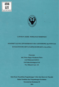 Image of Seroprevalensi Leptospirosis pada Sapi Potong dan Petugas Rumah Potong Hewan (RPH) di RPH Kota Salatiga