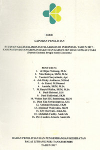 Image of Studi Evaluasi Eliminasi Filariasis di Indonesia Tahun 2017: Kabupaten Kota Waringin Barat dan Kabupaten Hulu Sungai Utara (Daerah Endemis Brugia malayi Zoonotik)