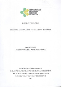 Image of Laporan Penelitian Observasi Klinis Kapsul Ekstrak Jamu Hemoroid