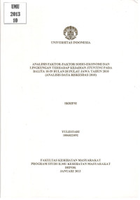 Image of Analisis Faktor-faktor Sosio-Ekonomi dan Lingkungan Terhadap Kejadian Stunting pada Balita 10-59 Bulan di Pulau Jawa Tahun 2010: analisis data riskesdas 2010