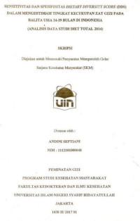 Image of Sensitivitas dan Spesifisitas Dietary Diversity Score (DDS) dalam Mengestimasi Tingkat Kecukupan Zat Gizi pada Balita Usia 24-59 Bulan di Indonesia (Analisis Data Studi Diet Total 2014)