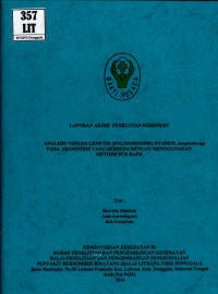 Image of Analisis variasi genetik (polimorfisme) nyamuk Anopheles spp pada ekosistem yang berbeda dengan menggunakan metode PCR-RAPD (risbineks)
