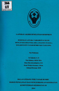 Image of Hubungan antara variabilitas iklim dengan kejadian malaria (analisis spasial) di kabupaten Tanah Bumbu dan Tabalong (risbinkes)