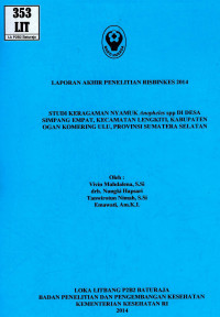 Image of Studi keragaman nyamuk Anopheles spp di desa Simpang Empat kecamatan Lengkiti kabupaten Ogan Komering Ulu, provinsi Sumatera Selatan (risbinkes)