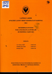 Image of Determinan Stunting pada Anak Balita (12-29 Bulan) di Indonesia Tahun 2013 : Laporan Akhir ANLAN riset Kesehatan Nasional 2014