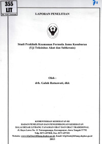 Image of Studi praklinik keamanan formula jamu kesuburan (uji toksisitas dan subkronis)